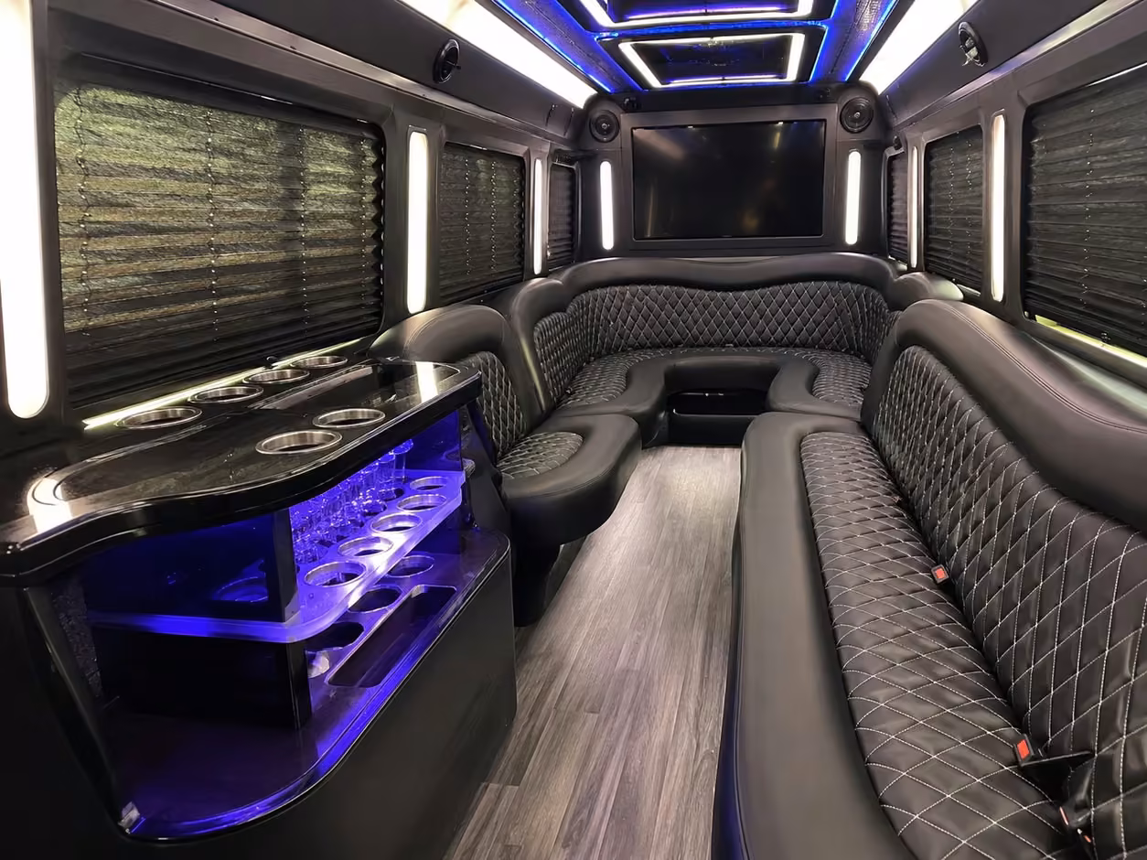 20 passenger party bus interior